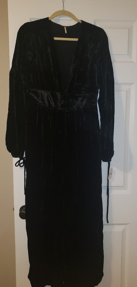 Free People black velvet long sleeve romper